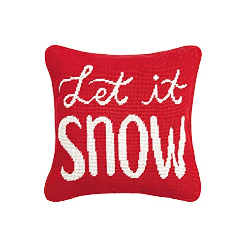 Peking Handicraft 31JES196C12SQ Let it Snow Needlepoint Pillow, 12-inch Square, Wool and Cotton
