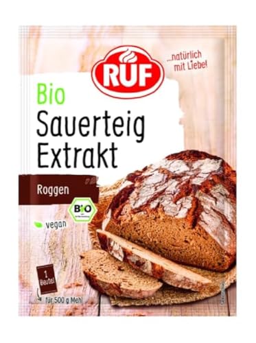 RUF Bio Sauerteig-Extrakt, getrockneter Sauerteigextrakt aus Bio Roggen-Vollkornmehl, Roggensauerteig zum Backen von Brot & Brötchen, 2er Pack