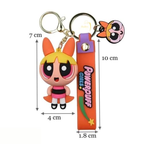 Image of MALKIN 4 Pc Power Puff Girls Keychain | 90's Kids Gifts | Cute Keychains for Girls and Women