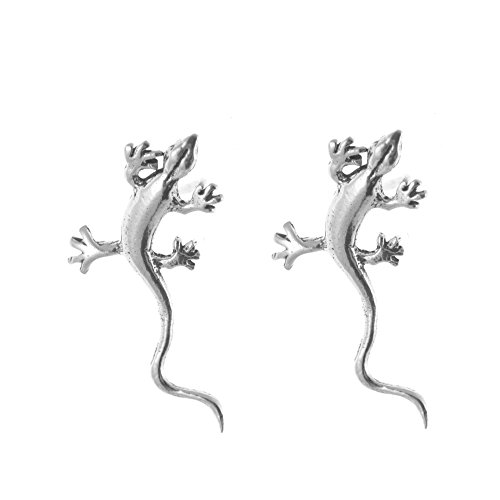Quirky  Plata de Ley joyas: Wiggly Lagarto Stud Pendientes (E35)