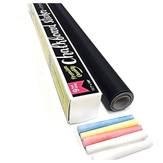 Extra Large Chalkboard Peel and Stick Paper 9 Feet roll (108 inches) + (5) Color Chalk Included - by Simple Shapes