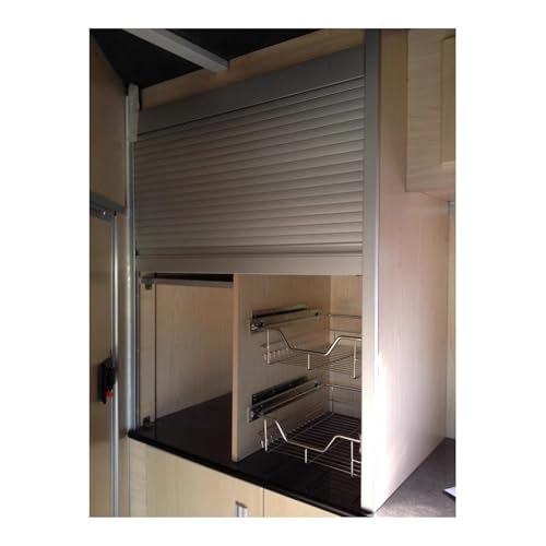 Small Roll Up Cabinet Folding Doors 16 20 24 28 32”Wide, Flexible Pull-Down Cupboard Sideboard Tambour Sliding Door Kit with Track(16x27inch/40.6x68.6cm)