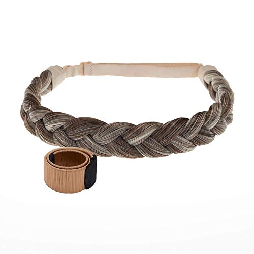 3 Strands Synthetic Hair Braided Headband Classic Chunky Plaited Elastic Stretch Multi-Color Ladies Beauty Headwear (61322A)