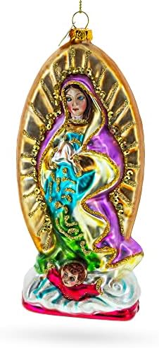 Reverent Virgin Mary Blown Glass Christmas Ornament - Image 5