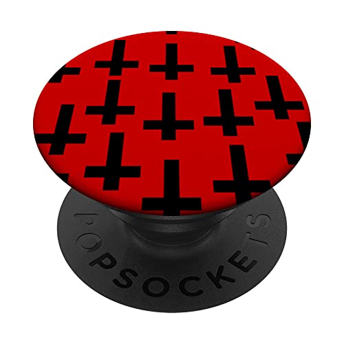 unholy upside down cross red PopSockets Swappable PopGrip, Black