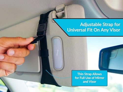 Image of Sunglasses Holder for Car Visor - Dual Storage Holds 2 Pairs | One-Hand Operation, Scratch-Proof, Universal Fit | Glasses Organizer for Vehicle Visor (Black)
