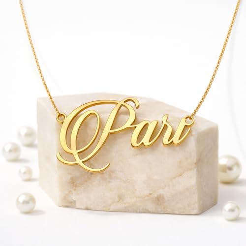 Image of Pari Cursive Gold & Silver Name Pendant Necklace, Best Jewelry Gift for Girls.