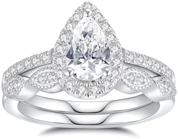 Moissanite Wedding Ring Set for Women 925 Sterling Silver with 18...