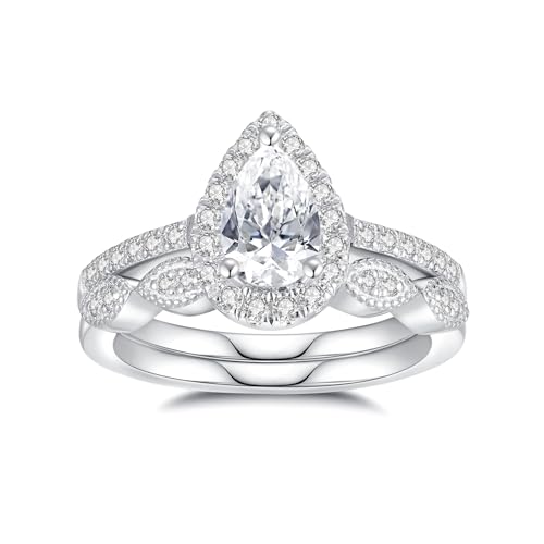 Moissanite Wedding Ring Set for Women 925 Sterling Silver with 18...