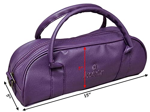 Acclaim Newport Rounded Style Mini Three Bowls Synthetic Grain Leather Look Lawn Green Bowling Bag with Dividers and Shoulder Strap (Purple) - Image 2