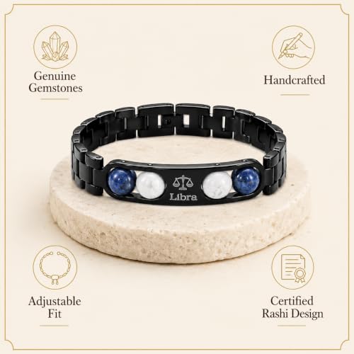Image of Gratify Birth Crystal Metal Rashi Bracelet for Men & Women | Natural Gemstone Bracelet | Adjustable Spiritual Crystal Bracelet | Includes Authenticity Certificate | Gift for Astrology Lovers