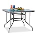Produktbild Relaxdays Gartentisch Glas STRUK, Ornament-Glasplatte, Esstisch groß für Garten, Terrasse, eckig, 70 x 100 cm, anthrazit