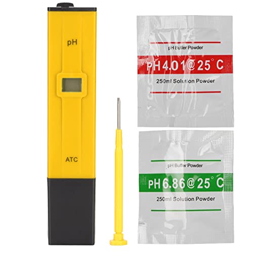 FAUOSWUK PH Meter, Digital Display 0.0 to 14.0pH Measurement Range Accuracy Small Error, with ABS Material and Built in Battery, for Aquariums Laboratory Swimming Pool Tap Water (Yellow Black)