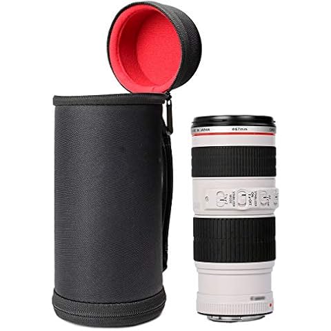WGear Semi-Hard Lens Case for DSLR Camera Lens (Canon, Nikon, Sony, Pentax, Olympus, Panasonic,etc listed models below), Strong Light with case with Carabiner, cleaning wipe (Black Large) Cover