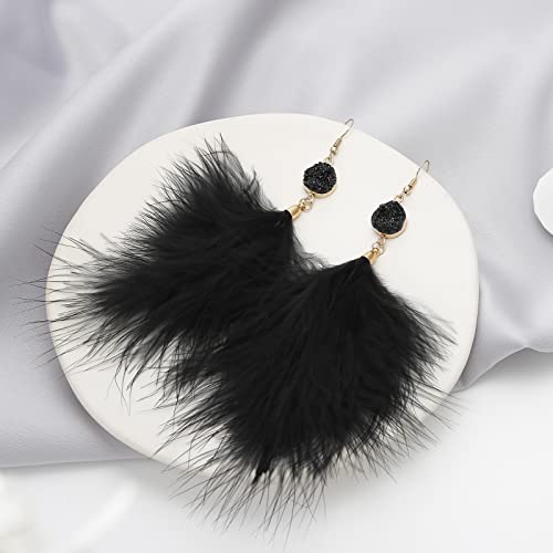 Feather Earrings for Women Long Dangle Bohemian Feather Tassel Earrings4