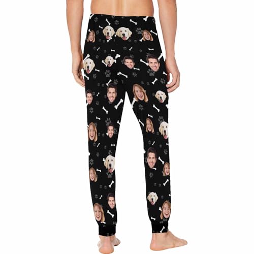 Custom Funny Pajama Pants for Men with Photo Face Pet Dog Cat Pajamas Pjs Lounge Sleepwear Bottoms Personalized Gift2