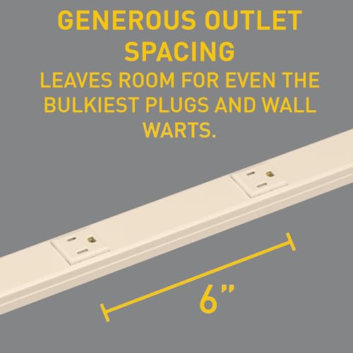 Legrand Wiremold V20GB506 Plugmold 2000 Series 5 Foot Hardwired Power Strip with 10 Outlets, Ivory
