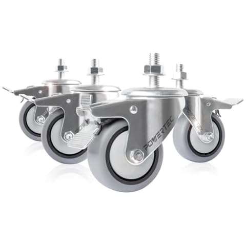 POWERTEC 3 Inch Threaded Stem Caster Wheels Set Cover