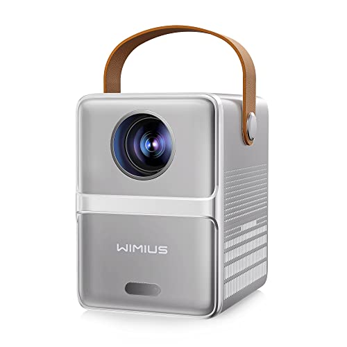 Image of Mini Projector with 5GWiFi and Bluetooth, WIMIUS 1080P Outdoor Projector, Portable Movie Projector, 300" Screen, Compatible with iOS/Android/TV Stick/HDMI/PS5（Silver)