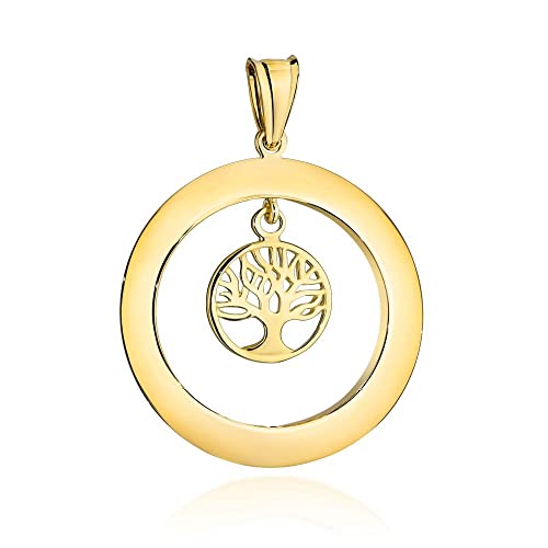 Goldanhänger Kettenanhänger Gold Gelbgold 585 14K Halssmuck Anhänger Baum des Glücks für Damen Mädchen Jungen