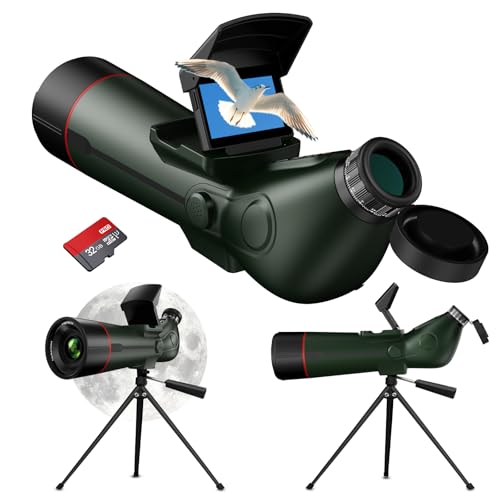 GOWWPUN digital spotting scope with electronic eyepiece and screen, on a desktop tripod