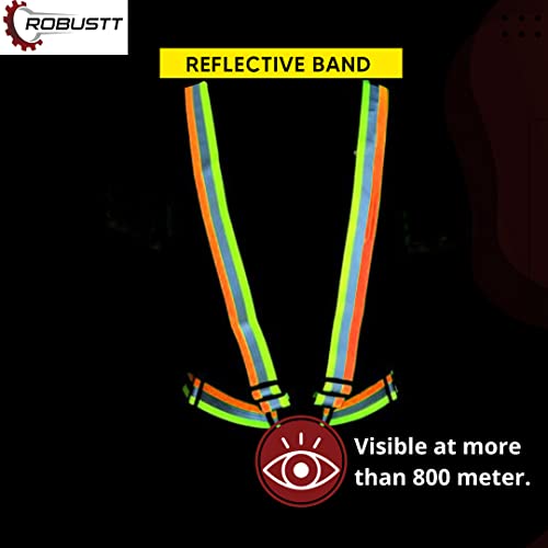 Image of Robustt High Visibility Protective Safety Reflective Vest Belt Jacket, Night Cycling Reflector Strips Cross Belt Stripes Adjustable Vest Safety Jacket