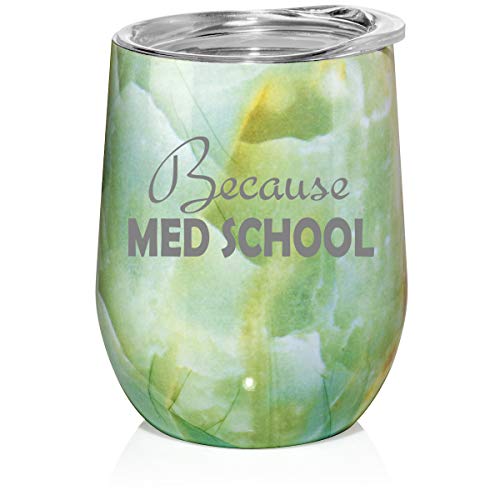 12 oz Double Wall Vacuum Insulated Stainless Steel Marble Stemless Wine Tumbler Glass
