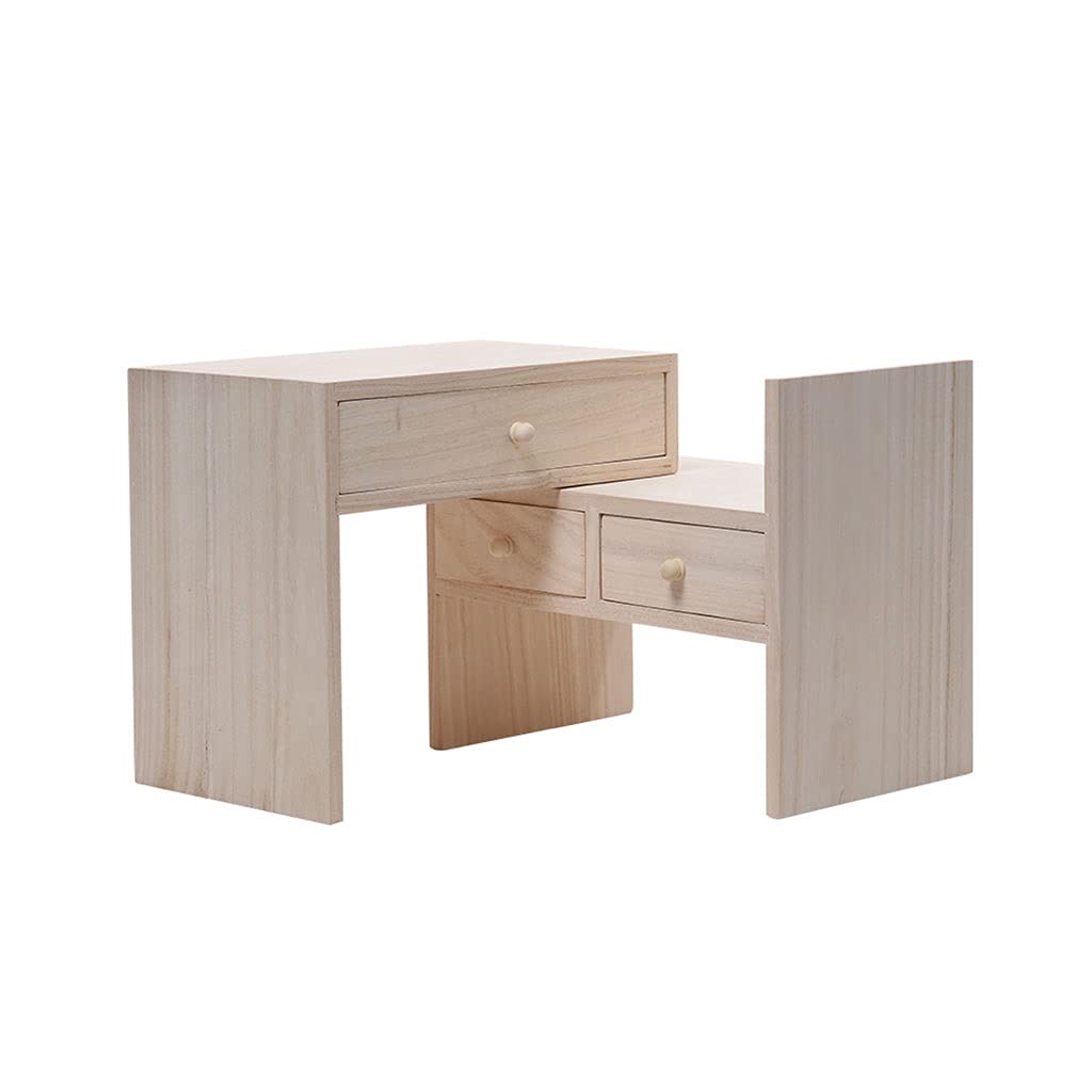 CWCQGH Bookcase shelf Bookshelf Desktop Wood Retractable Bookcase Study Bookshelf Storage Shelf Display Rack Small Bookshelf with Drawer 11.02 inches Standing Book Shelves