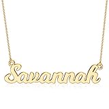 Ursteel Savannah Necklace, Custom Name Necklace Personalized Savannah 14K Gold Plated Customized Necklaces Personalized Gifts for Women