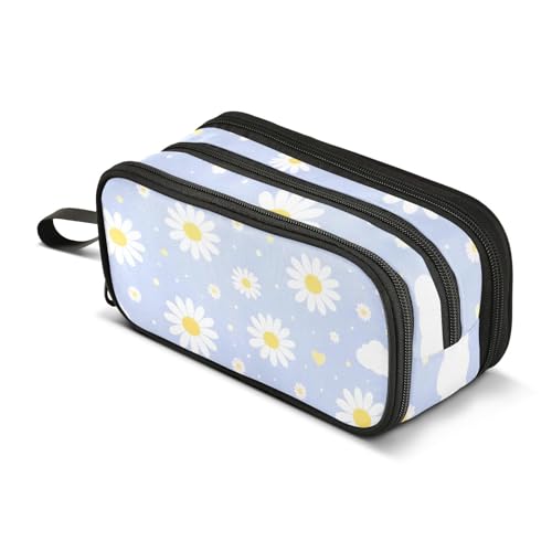 Image of Daisy Cloud Large Capacity Pencil Case Box Boys Girls Big Stationery Pen Bag Organizer Pencil Pouch Zipper Compartments for School Office
