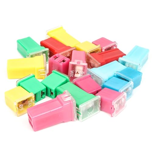 Kit de fusibles para automóvil HUIOP, 20 piezas, fusibles de alto y bajo perfil de 20 A a 60 A con caja de almacenamiento, buena conductividad y retardancia de llama miniatura 6