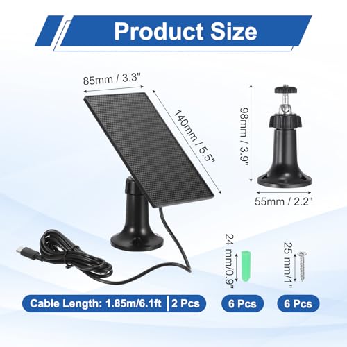 Panneau solaire pour caméra Ring avec support réglable 360° et USB C - 3