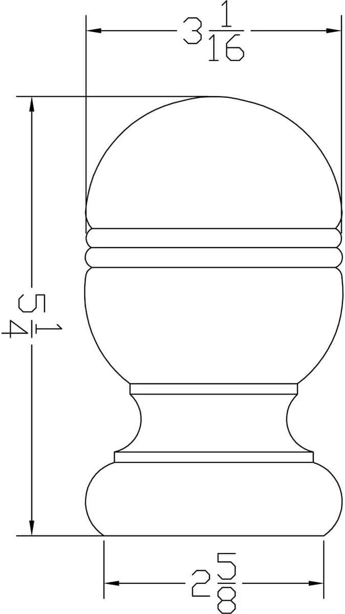 Twisp Beaded Style Interior Finial, in White Oak, by Island Post Cap. 5 1/4" Tall x 3 1/16" Wide. No Hardware. Ready to Paint Or Stain. Bed Post Finials, Staircase Newel Posts. 1 PC.