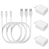 Uker 3 Pack 5W 1A USB Travel Power Adapter with 3 Feet / 1 Meter Lightning to USB Cable