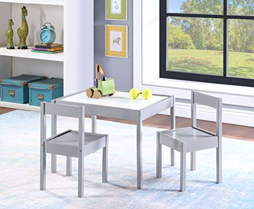 3 Pcs Dry Erase Table Two Chair Set, Gray