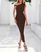 BTFBM Women Formal Cocktail Dresses Summer 2026 One Shoulder Twist Strap Ruched Bodycon Elegant Wedding Party Maxi Dress(Coffee, Medium)