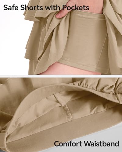 Image of KEREDA Girls Skirt Kids Casual 3-Layer Ruffle Skort School Uniform Skirts for Girls