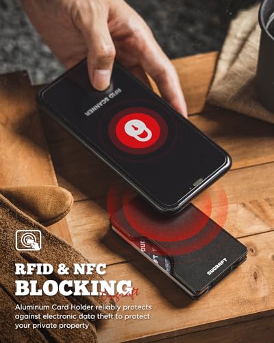 DUGRAFT Minimalist Card Wallet For Men - Slim RFID Blocking Front Pocket Credit Card Holder & Money Clip - Mens Metal Wallet for 15+ Cards3