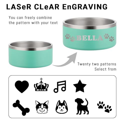 Futternapf für Hunde und Katzen, personalisierbar, Edelstahl, rutschfest, lasergraviert