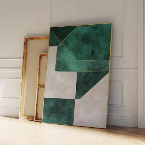 Impression sur toile géométrique haut de gamme vert émeraude