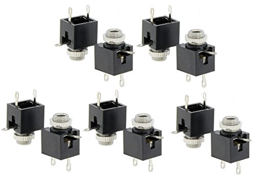 YXQ 3 Pins Female 3.5mm Mono TS Jacks Plug Socket Connectors Switch PCB Panel Chassis Mount,10-Piece
