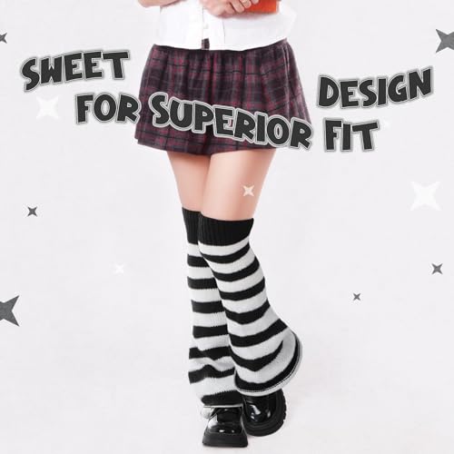 Image of 3 Pairs Women Leg Warmers Y2k Knitted Long Leg Warmers Halloween Gothic Lolita Accessories