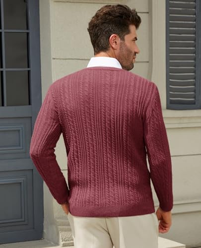 Mens Sweater Crewneck Sweaters for Men Dress Sweater Cable Knit Sweater Lightweight Mens Pullover Sweater3
