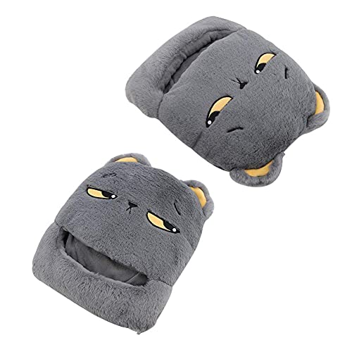 Calentador de pies USB Tyenaza, zapatillas eléctricas calientes con diseño de dibujos animados, para uso en casa, oficina y viajes (gris) miniatura 6