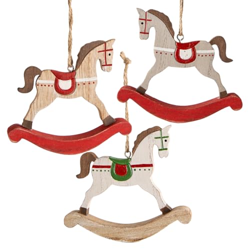 Logbuch-Verlag 3 Nostalgie Weihnachtsbaum Anhänger 3 Schaukelpferde...