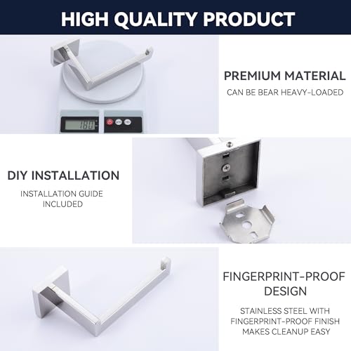 LANC Chrome Toilet Paper Roll Holder, Self-Adhesive Toilet Paper Holder Wall Mounted for Bathroom Office, Stick On Toilet Tissue Holder with No Drilling Stainless Steel Silver, A8307CP by LANC - Image 5