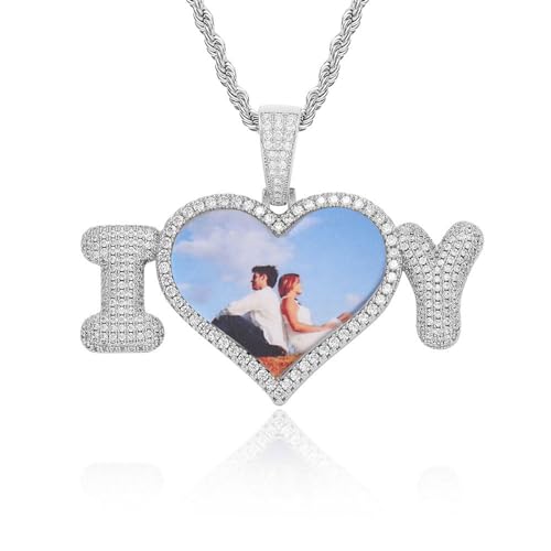 Collier Saint-Valentin tendance personnalisé avec cadre photo pour homme