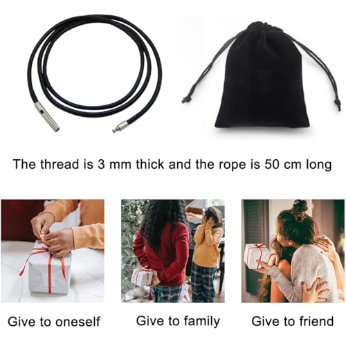 3MM Lederkette Herren, 50CM Schwarz Geflochten Halskette für Männer, Kette für Anhänger Mit Edelstahl Verschluss