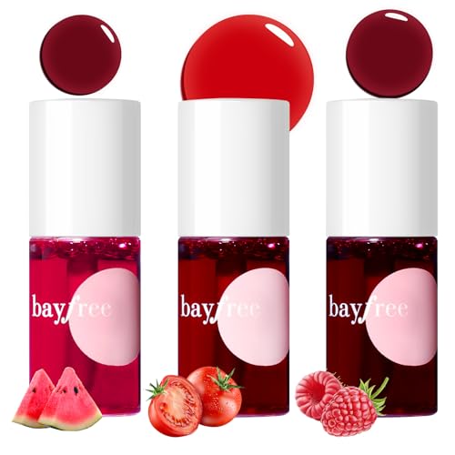 bayfree Lip Tint Stain Set, 3 PCS Korean Water Tint Lightweight Non-sticky, Waterproof Long Lasting Liquid Blush & Lip Stain, Transfer-Proof, Matte Finish Lip Color Makeup (fruit platter)
