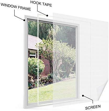 Apalus Universal Transparent Window Screen/Washable Mesh/Adjustable Net, DIY Window Size, Max Size 130x150CM (1 Set, White)